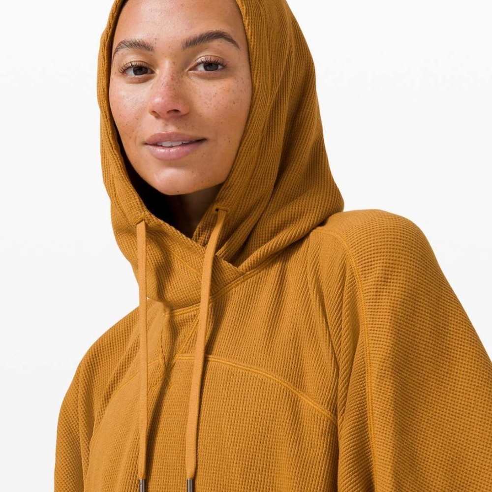 Lululemon Mellow Hoodie Waffle Knit Spiced Bronze Yellow 2020 Sweatshirt Small S - Picture 2 of 16